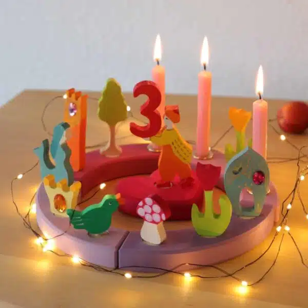 Petit anneau d'anniversaire rose et violet - Grimm's