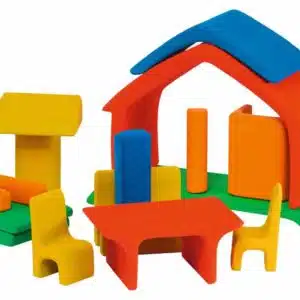 Wooden all-in dolls house with furniture in red / Handmade wooden stacking toy - Glückskäfer