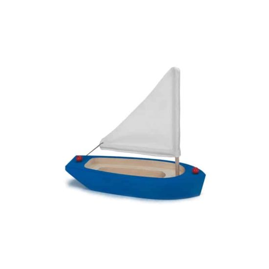 Blue Hull Sailing Boat : Handmade wooden toy boat - Glückskäfer