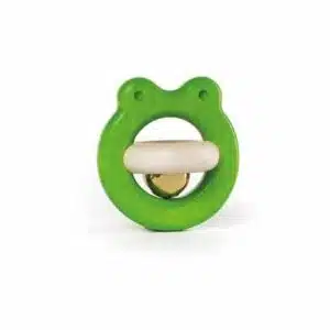Green frog rattle toy  / Handmade sustainable wooden baby rattle - Bajo