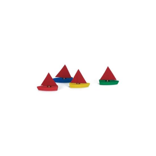 Set of 4 mini sailing boats / Handmade wooden toy boat - Glückskäfer