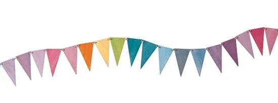 Pastel pennant bunting / Handmade sustainable wooden decoration - Grimm's celebrations