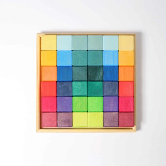 Handmade sustainable wooden blocks Rainbow mosaic blocks - Grimm's