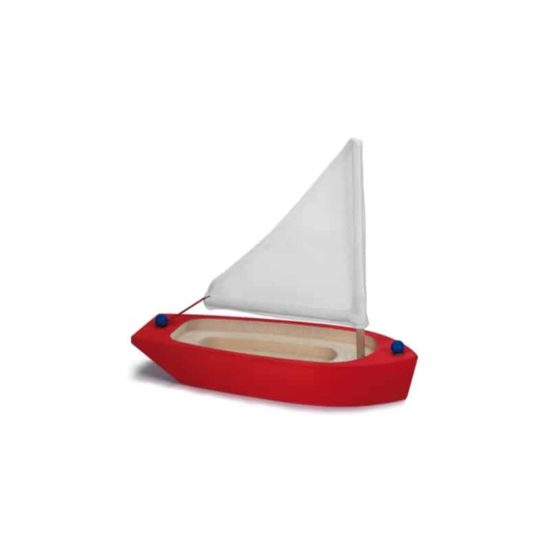 Segelschiff Rot / Handgefertigtes Holzspielzeugboot - Glückskäfer