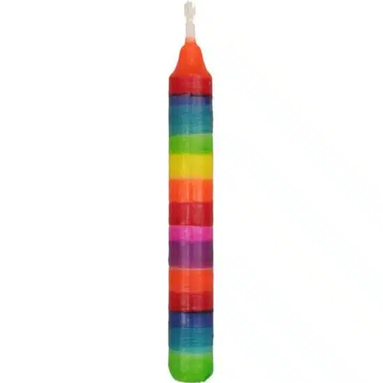 Bougie d’anniversaire à rayures arc-en-ciel / Accessoire pour l'anneau de célébration Waldorf - Glückskäfer