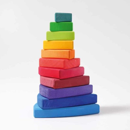 Conical rainbow tower wankel / Handmade sustainable wooden stacking toy - Grimm's