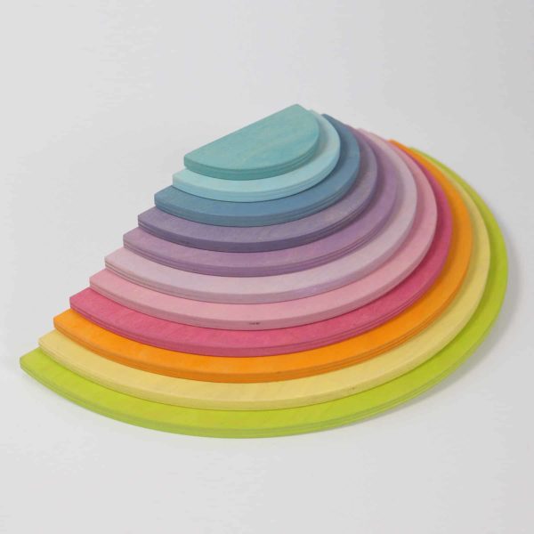 Handmade sustainable wooden creative puzzle Pastel semi circles - Grimm's