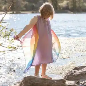 Silk fairy dress lavender rainbow with wings - Sarah's Silks