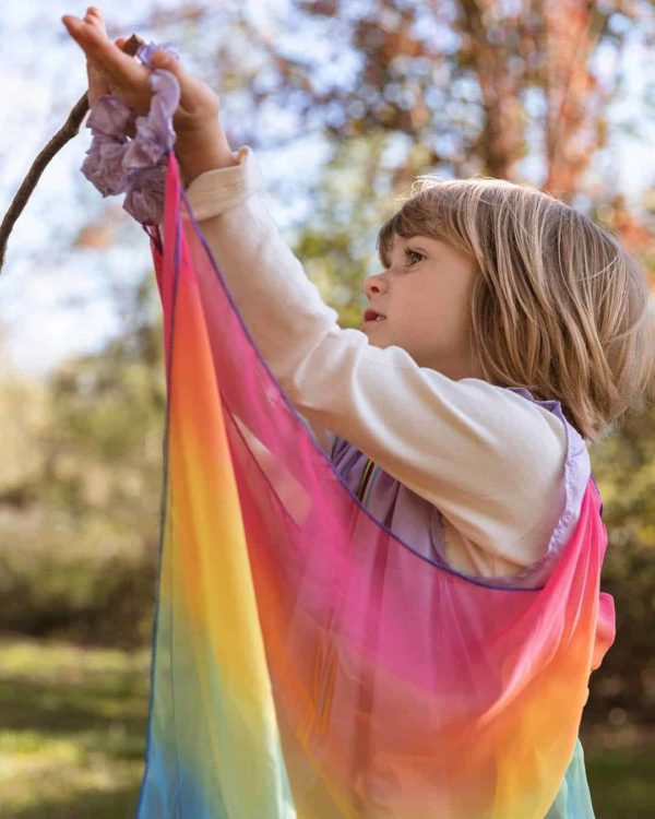 Silk fairy dress lavender rainbow with wings - Sarah's Silks