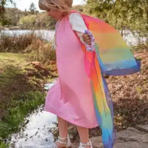 Silk fairy dress: pink/rainbow - Sarah's Silks