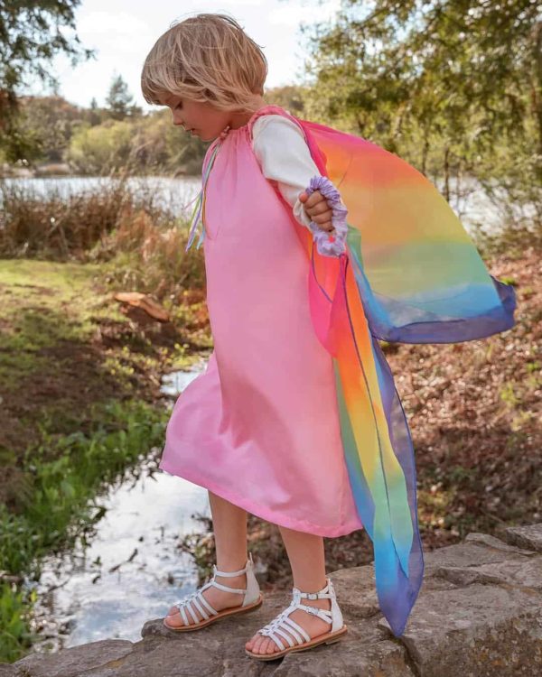 Silk fairy dress: pink/rainbow - Sarah's Silks