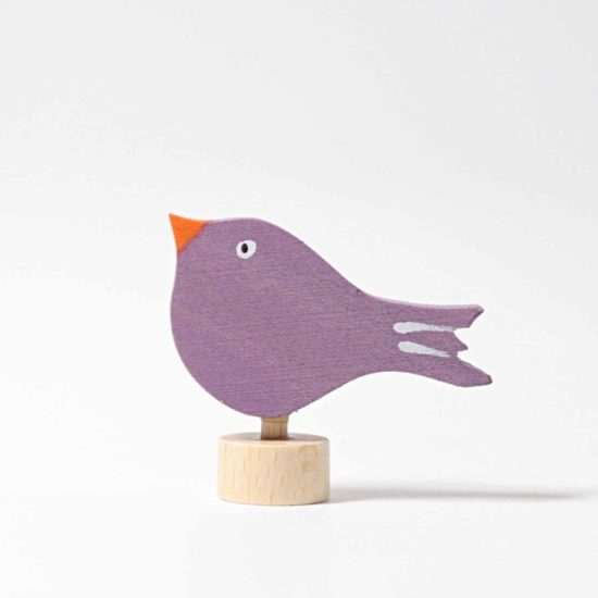 Sitting bird decorative figure : Handmade wooden Waldorf birthday ring decoration - Grimm's