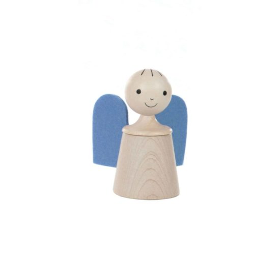 Wooden musical guardian angel in blue - SINA Spielzeug