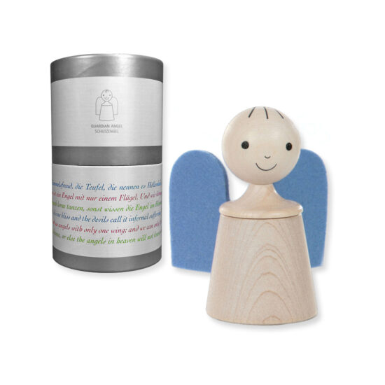 Wooden musical guardian angel in blue - SINA Spielzeug