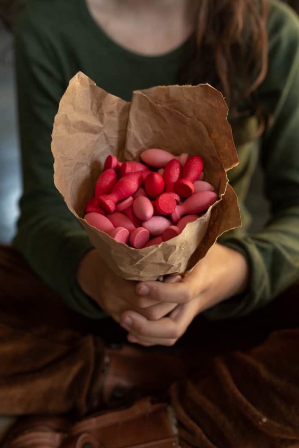Mandala rosa Blütenblätter Handgefertigtes nachhaltiges Holzspielzeug Joguines Grapat