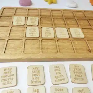 Wooden alphabet letters and words board English Threewood1