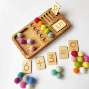 handmade Montessori inspired learning toy Wooden numbers board - Threewood