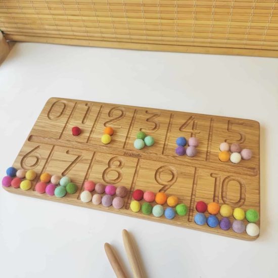 Planche de traçage des chiffres en bois fait main / Jouet d'apprentissage d'inspiration Montessori - Threewood