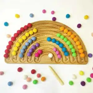 Handmade Montessori inspired learning toy Wooden rainbow tracing board - Threewood