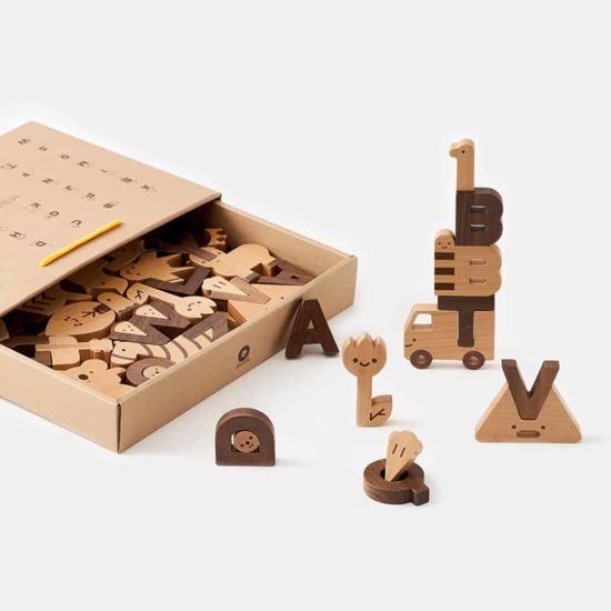 Handmade wooden learning blocks Alphabet play blocks - Oioiooi