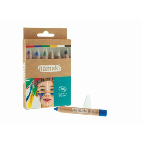 Bio face paint pencils kit for children in rainbow colours - Namaki Cosmetics