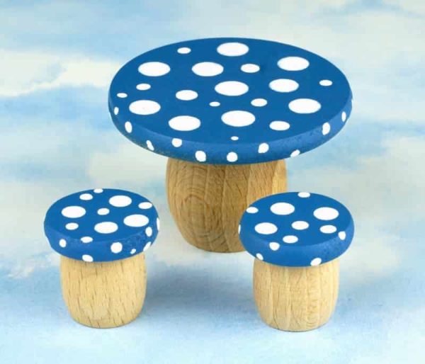 Dream Table and Stools Set wheat Blue - Droomdeurtjes - Teia Education Switzerland