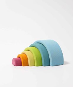 Mini pastel rainbow (mini: 6 pieces) / Handmade sustainable wooden stacking toy - Grimm's