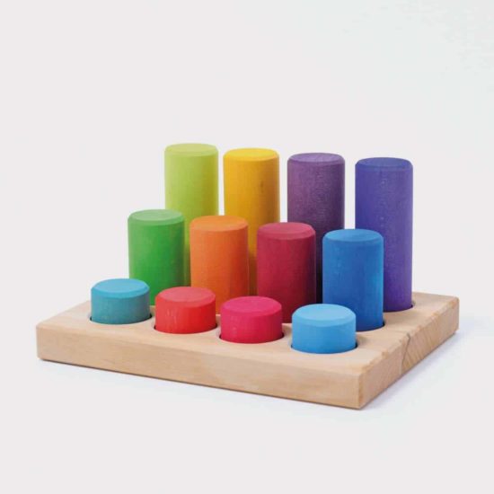 Small rainbow rollers stacking game / handmade wooden toy - Grimm's