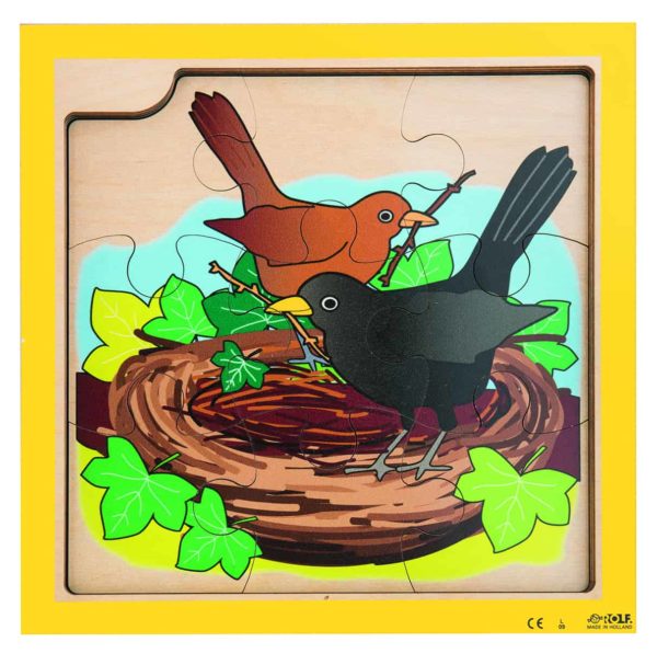 wooden life cycle layer puzzle growth blackbird - Rolf