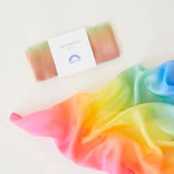Wooden rainbow playsilk display - Sarah's Silks