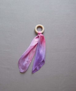 Silk & wood baby teether in blossom colours - Sarah's Silks