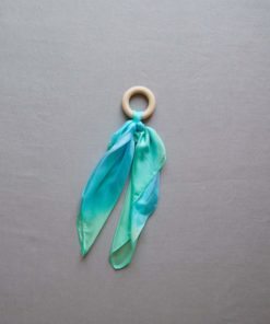 Silk & wood baby teether in sea colours - Sarah's Silks