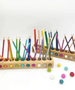 Porte-crayons Montessori en bois pour crayons de couleur - Threewood