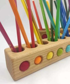 Wooden Montessori holder for coloured pencils - Threewood