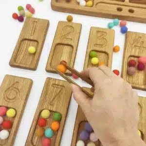 Jeu de mathématiques 1-20 en bois fait main avec planches réversibles / Jouet d'apprentissage d'inspiration Montessori - Threewood