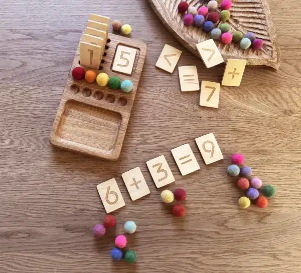 handmade Montessori inspired learning toy Wooden numbers board Threewood