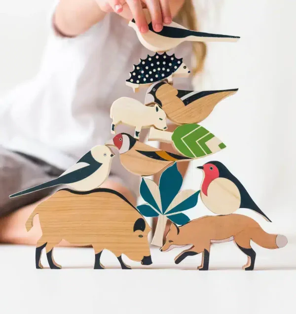 Hillside forest set / Handmade wooden trees and animals - Eperfa