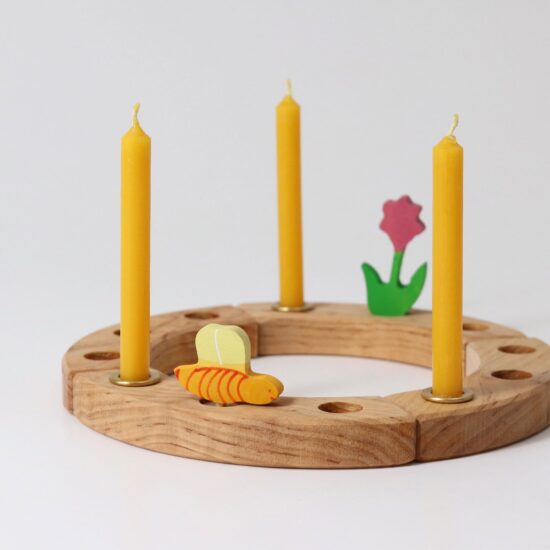 Amber coloured candles made form 100% beeswax / Waldorf celebrations ring accessory Grimm's 