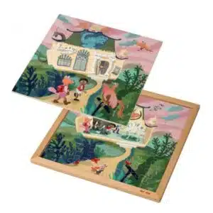 2-layered fairy tale wooden puzzle dinosaur museum Educo