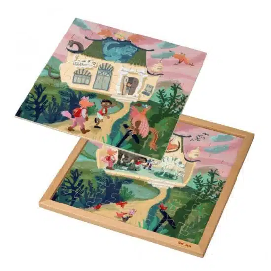 2-layered fairy tale wooden puzzle dinosaur museum Educo