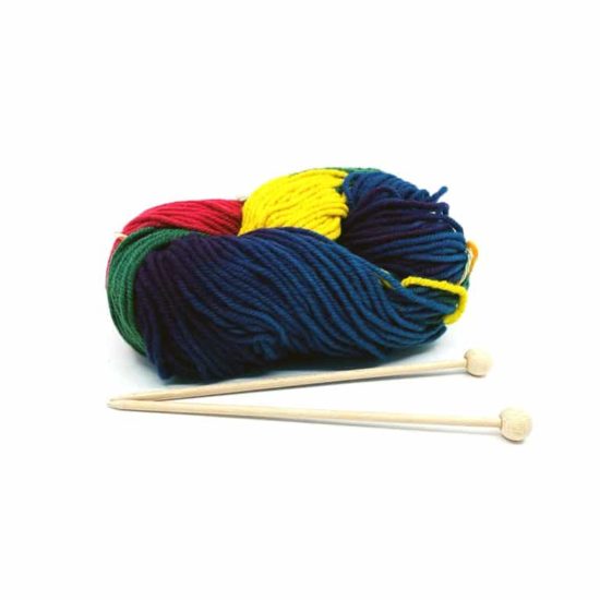 Filges Knitting Set with Organic Wool blue, green and yellow