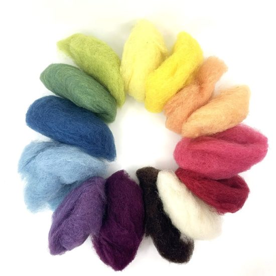 Plant-dyed fairytale felting wool 12 colours 100g - Filges
