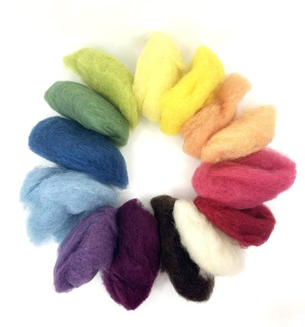 Plant-dyed fairytale felting wool 12 colours 100g - Filges