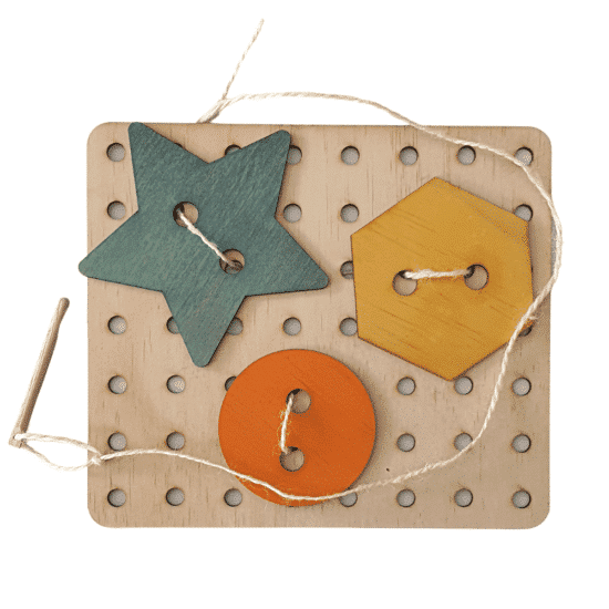 Wooden Lacing Board With Shapes - 5 Little Bears