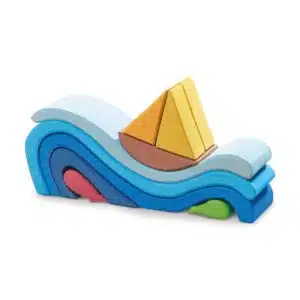 Wooden wave boat stacker toy Glückskäfer