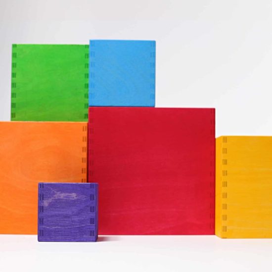 Large set handmade sustainable rainbow boxes toys Grimm's
