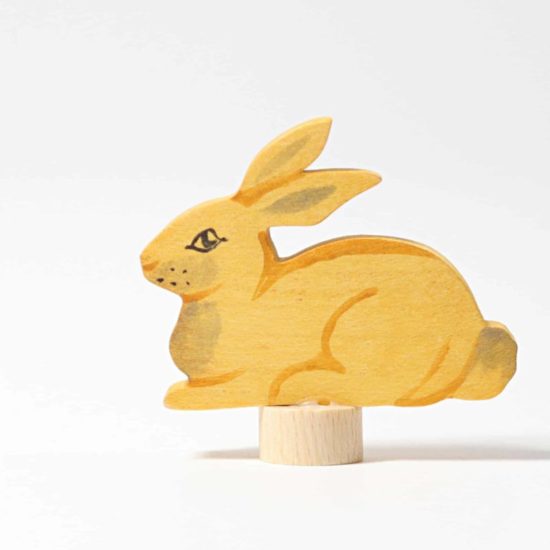 Sitting rabbit decorative figure Handmade wooden Waldorf birthday ring decoration - Grimm's