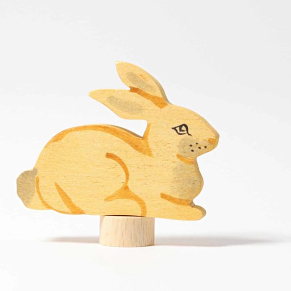 Steckfigur Hase sitzend handgefertigter Waldorf-Geburtstagsring aus Holz - Grimm's