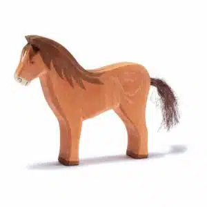 Brown wooden toy horse Ostheimer family farm figures