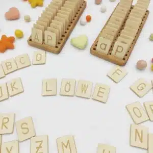 Handmade Montessori inspired learning toy Wooden letters sets German Threewood